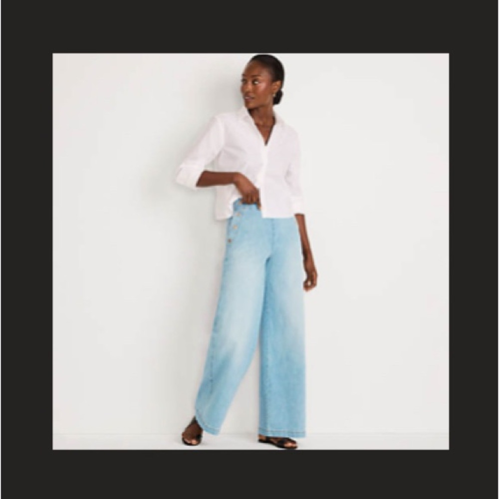 Lands' End Women's Sky Blue Flare Jeans